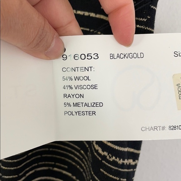 St. John black gold stripe mock neck blouse S - Picture 5 of 5